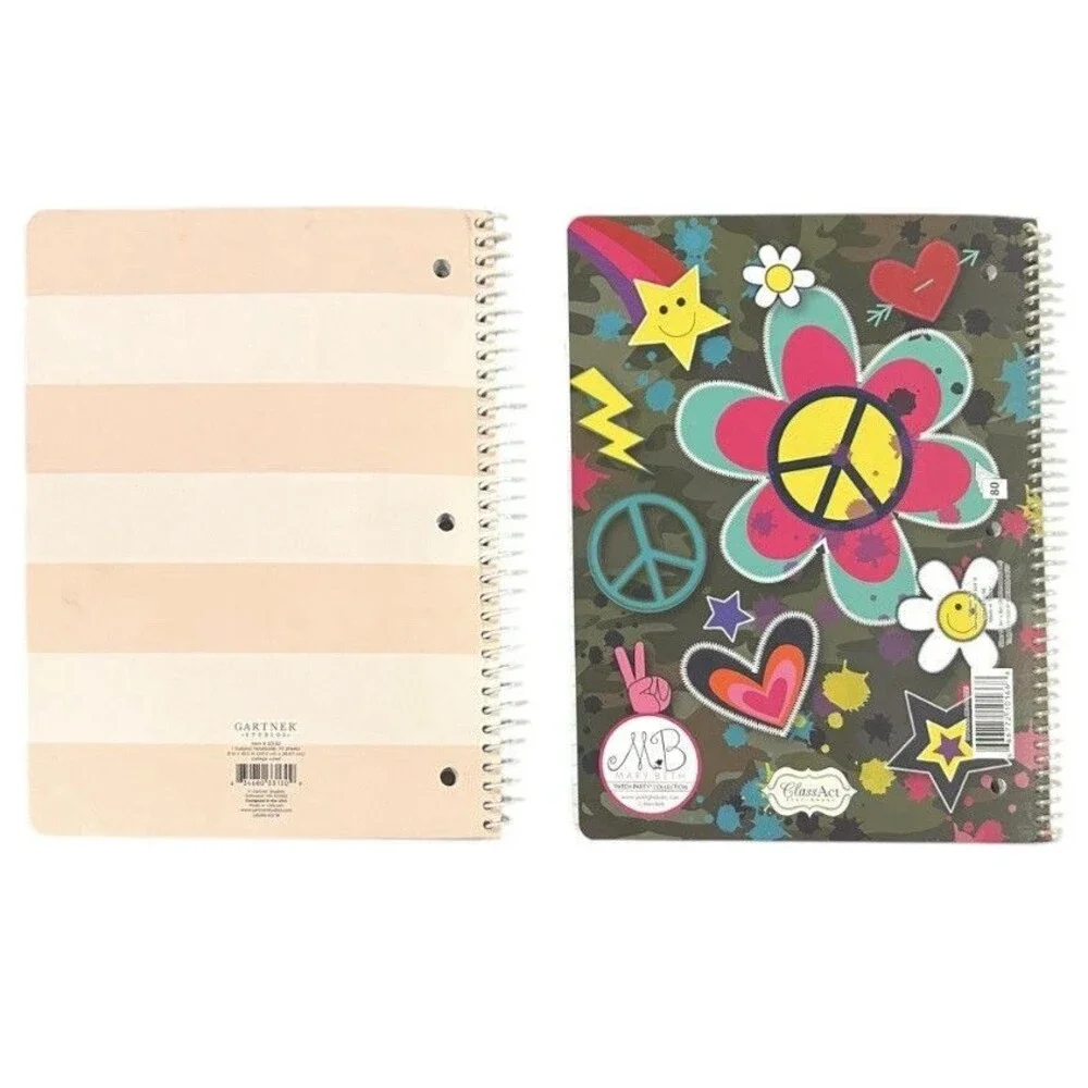 4x Decorative Spiral Notebooks -Fearless Female and Peace Sign